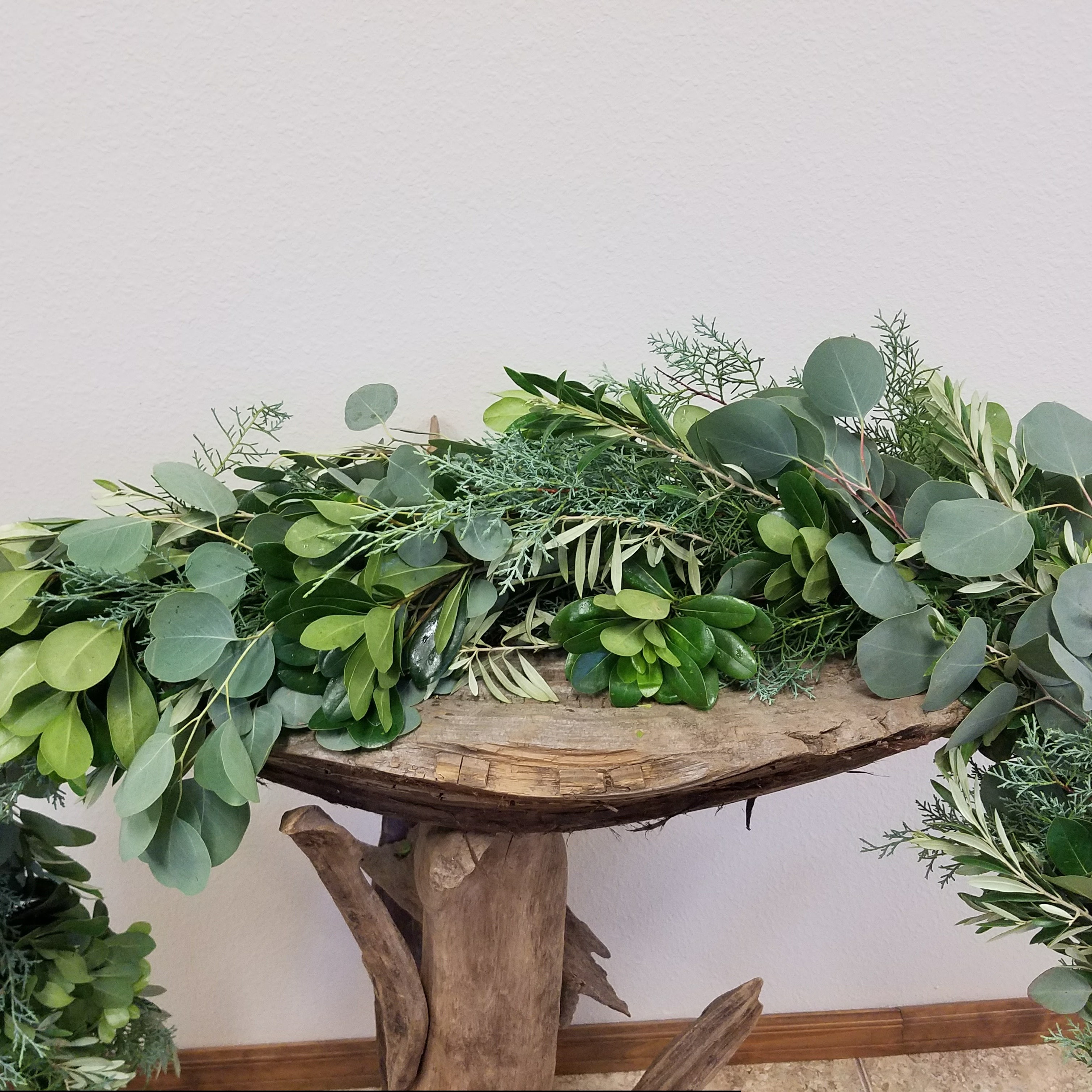 Olive, Podocarpus and Seeded Eucalyptus Garland