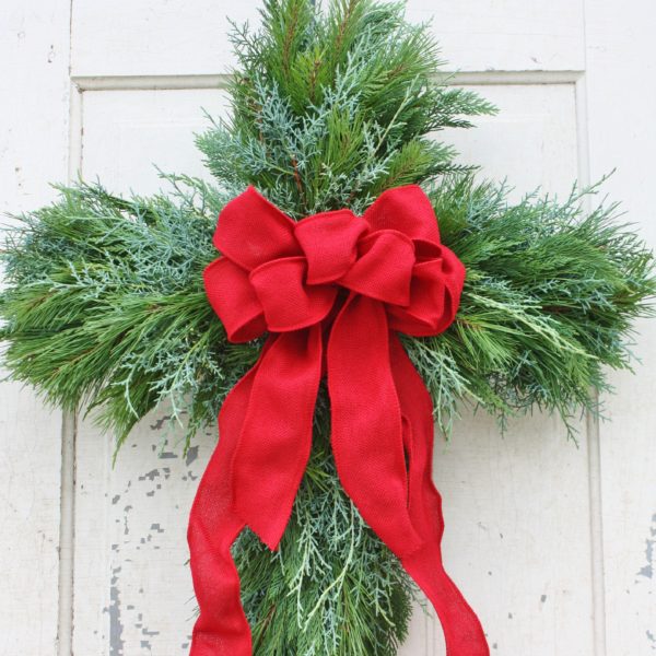 Fresh Christmas Cross Wreath