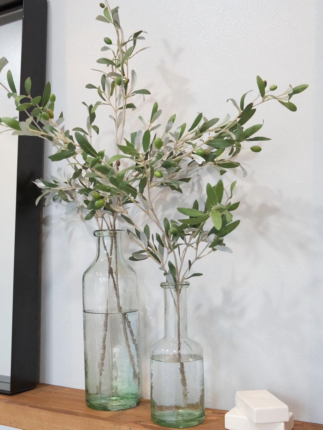 Fresh Olive in a Clear Vase